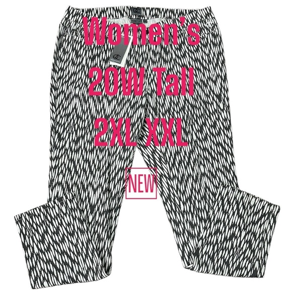 Women's Queen Collection 20 Tall Long 2XL Jeans Denim Pants Black White Stretch - Picture 2 of 10